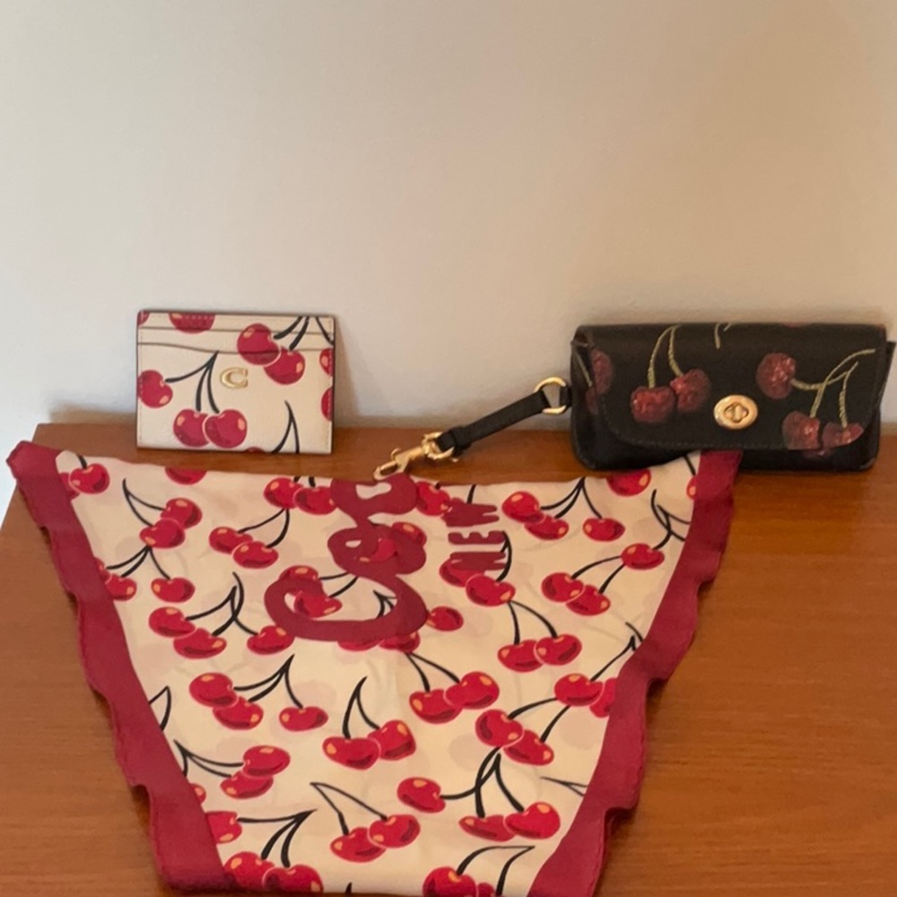 Coach Diamond Cherry Silk Scarf - Picture 9 of 10